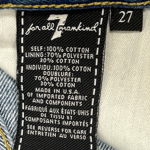 7 For All Mankind Hand-Painted Floral Jean Shorts Women's 27" Boho Denim USA - Picture 3 of 16